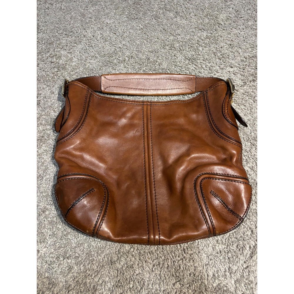 Antonio Melani Brown Leather Hobo Bag‎ Shoulder Purse Cognac Gold Hardware